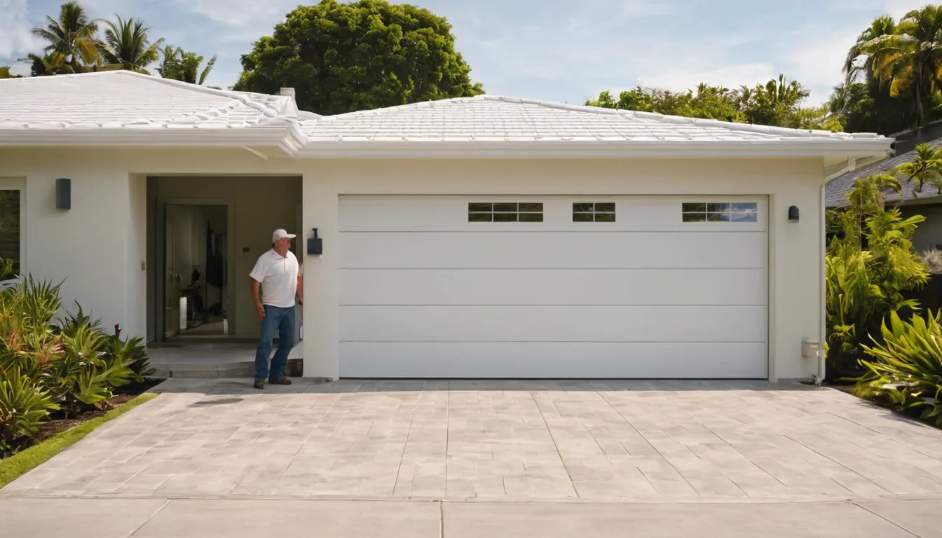 Garage door installation provider fitting a new insulated door on a home in Cutler Bay