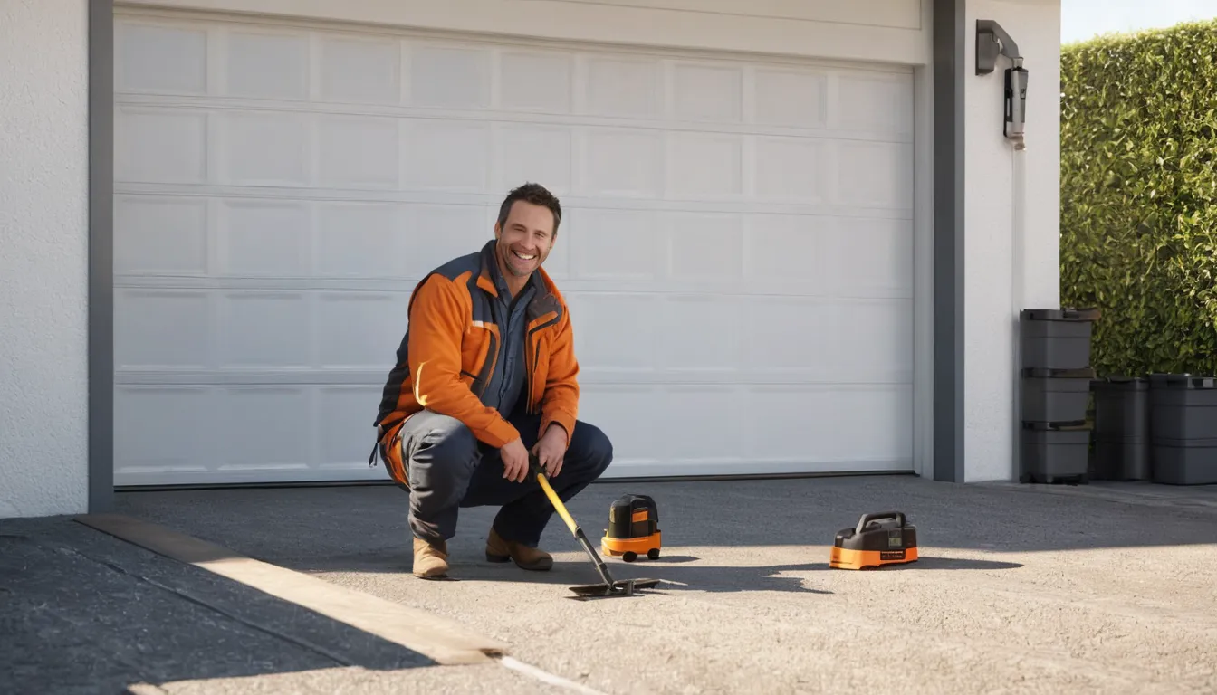 A garage door provider checking tracks and rollers in the Cutler Bay area